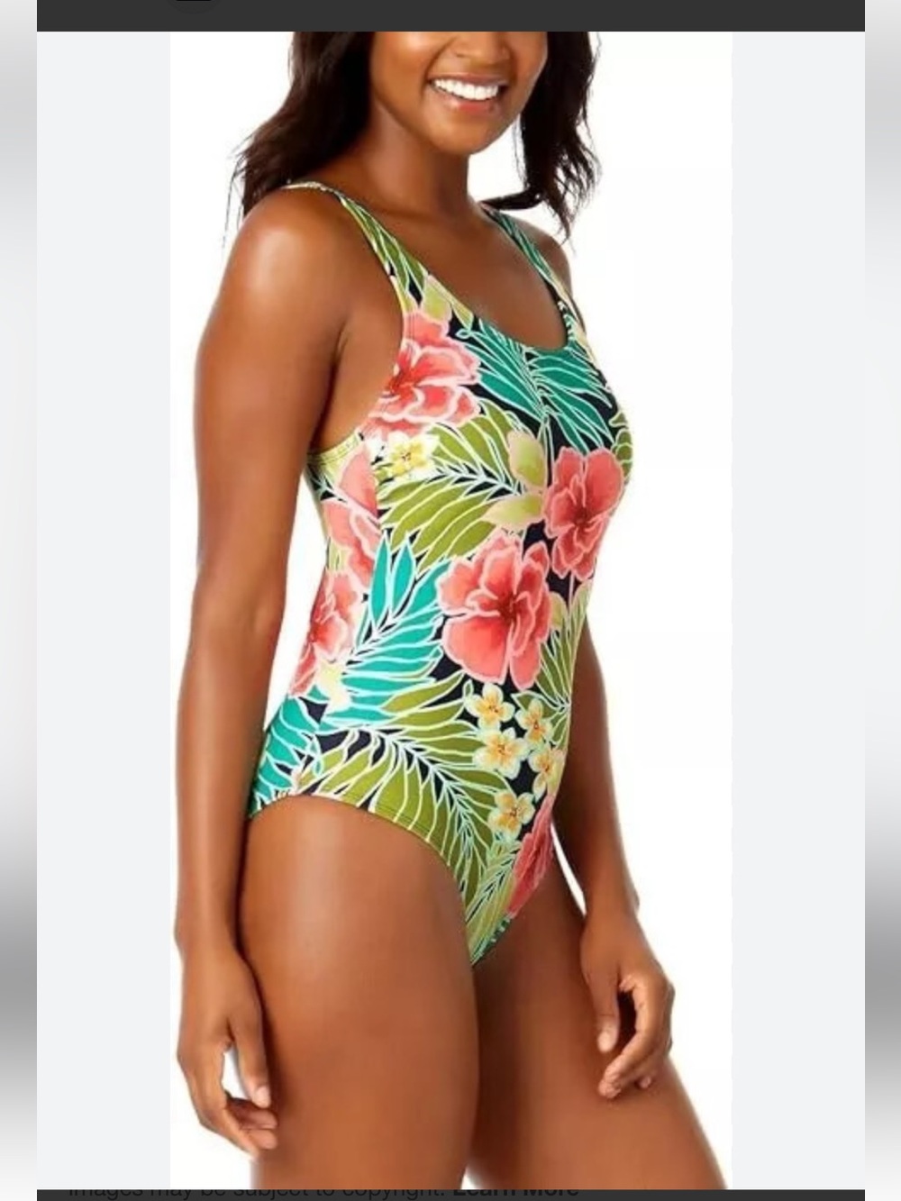 Hurley Teal, Navy & Coral Tropical One-Piece Swimsuit